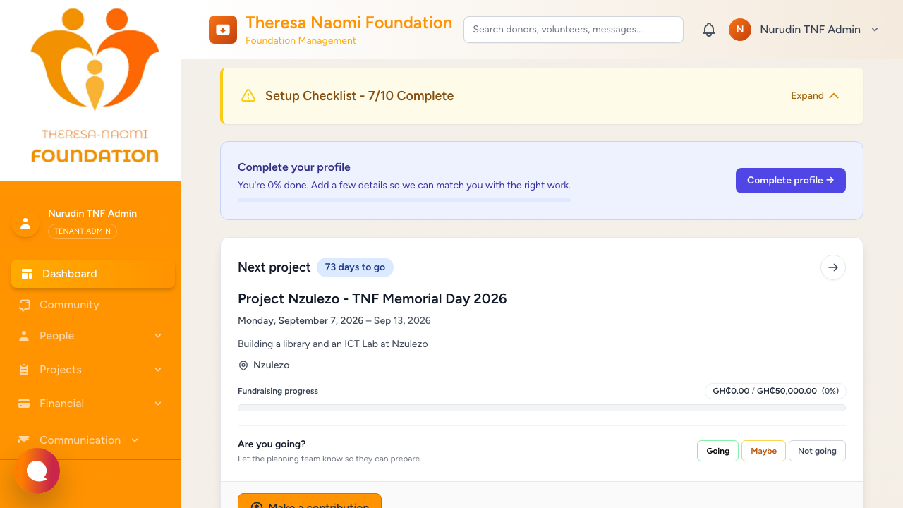 CIPREE – dashboard for NGO donor, volunteer, and program management