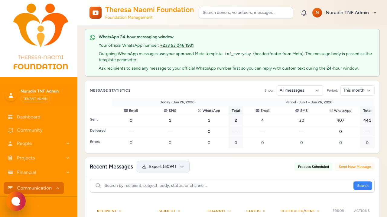 Messaging screenshot
